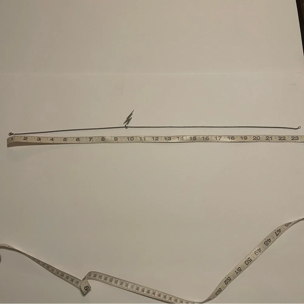 Lightning Bolt Necklace Mens Silver Tone New With Tags Fashion Pendant - Picture 4 of 4